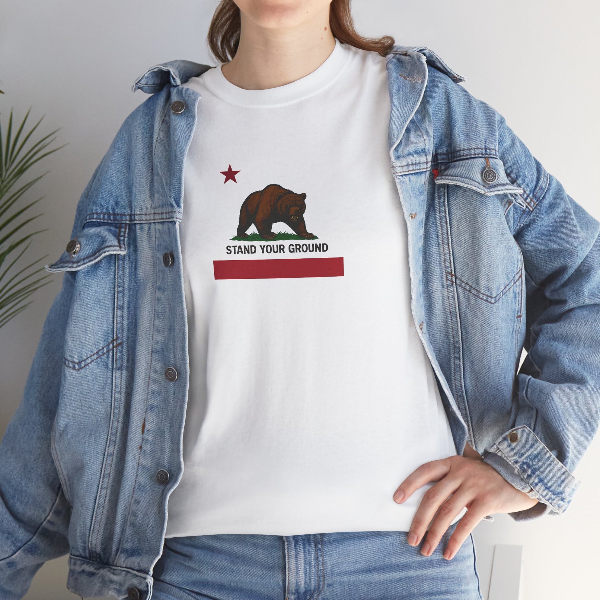 "Stand Your Ground" Protest Tee White Medium Logo – Power in Print