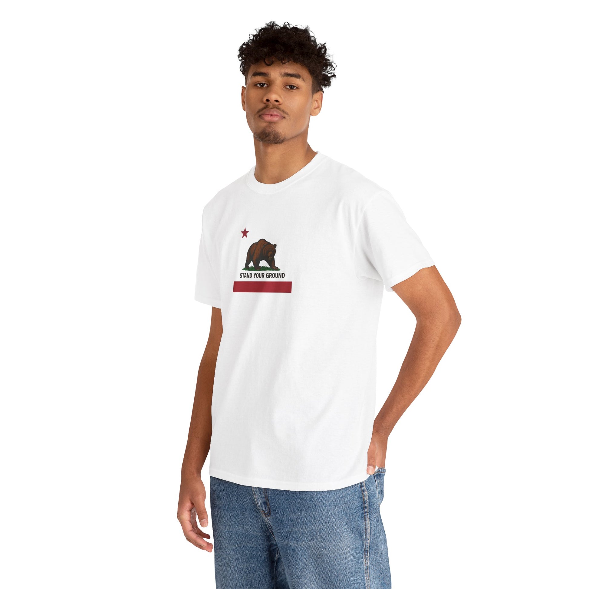 "Stand Your Ground" Protest Tee White Medium Logo – Power in Print