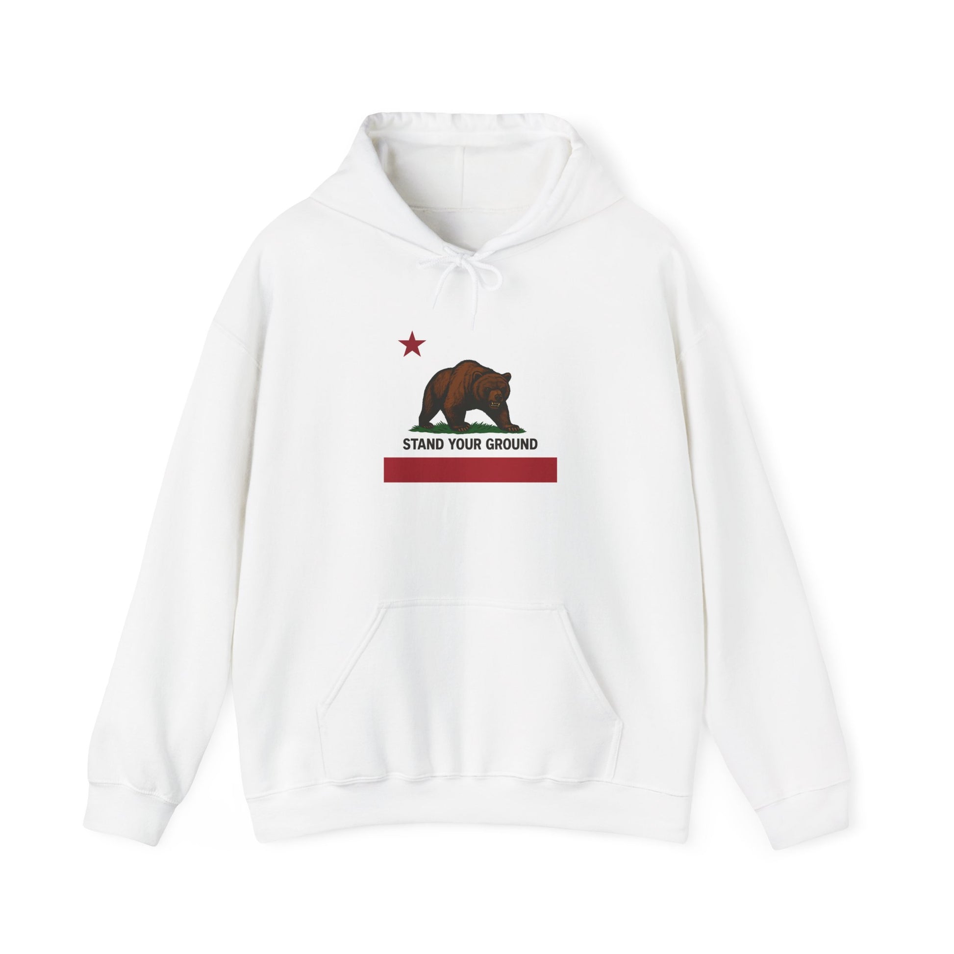 "Stand Your Ground" Protest Hoodie White Medium Logo – Power in Print