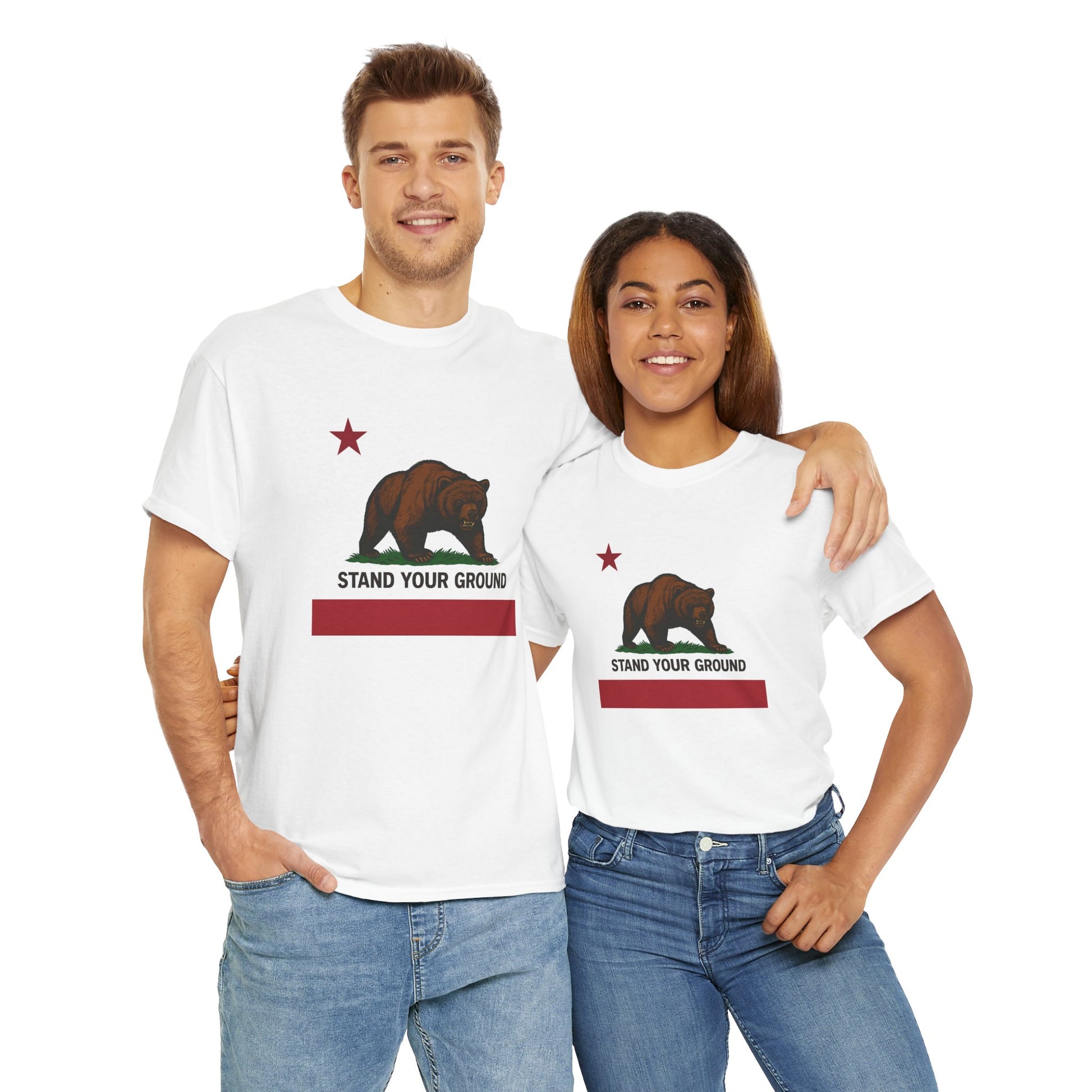 "Stand Your Ground" Protest Tee White Large Logo – Power in Print