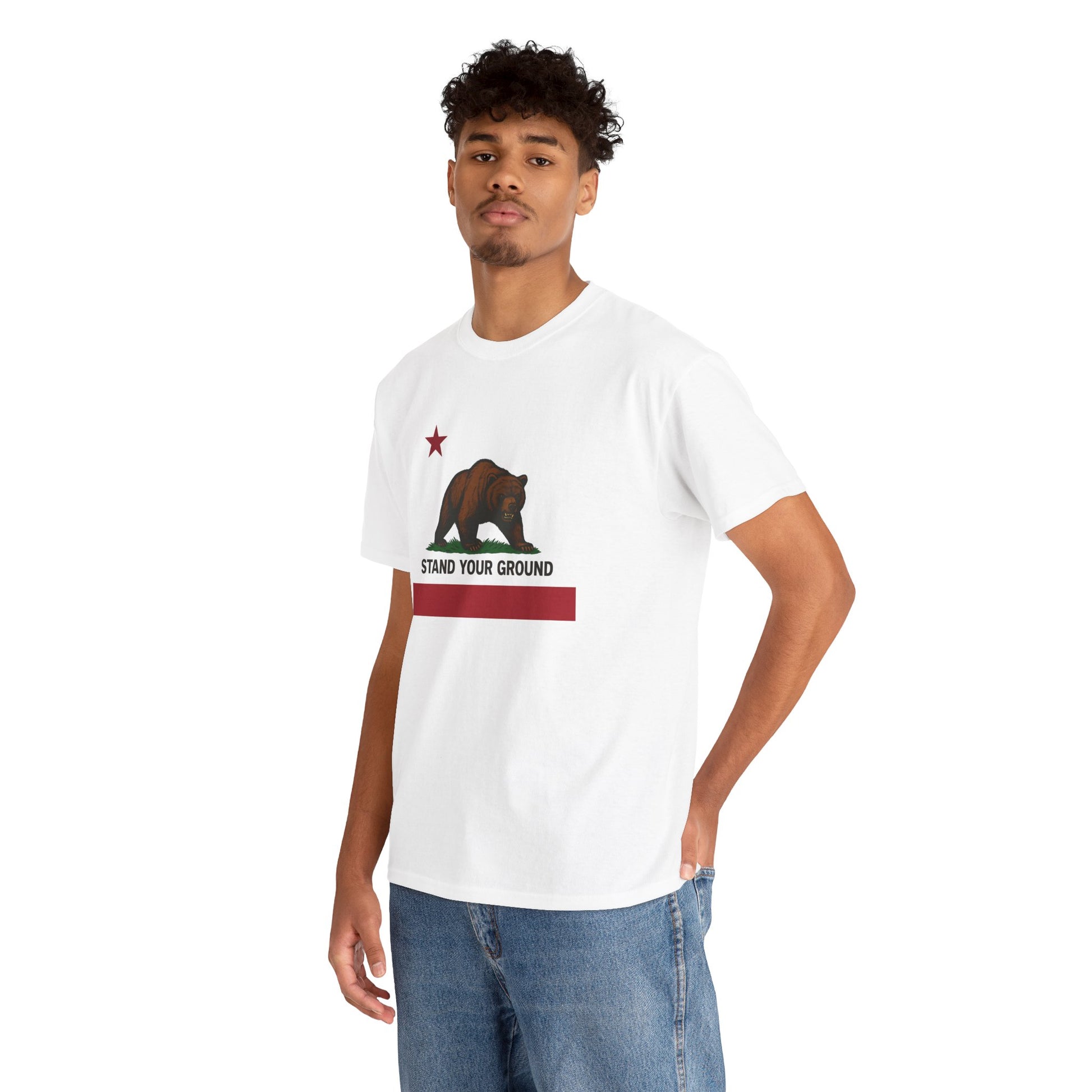 "Stand Your Ground" Protest Tee White Large Logo – Power in Print